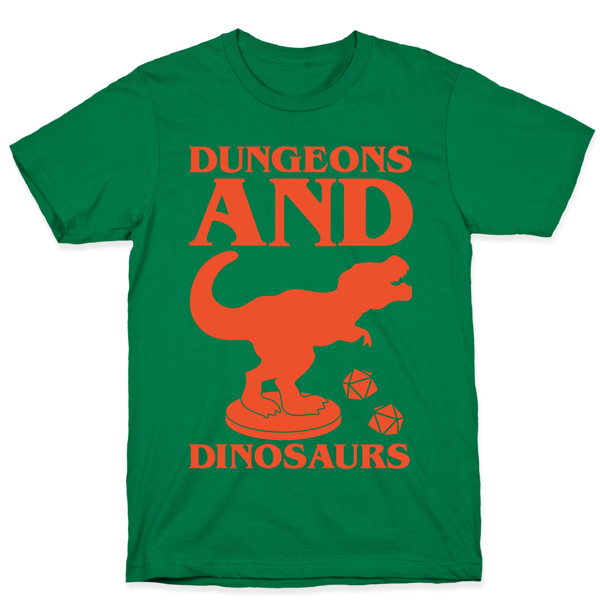 Dungeons and Dinosaurs Parody White Print T-Shirt